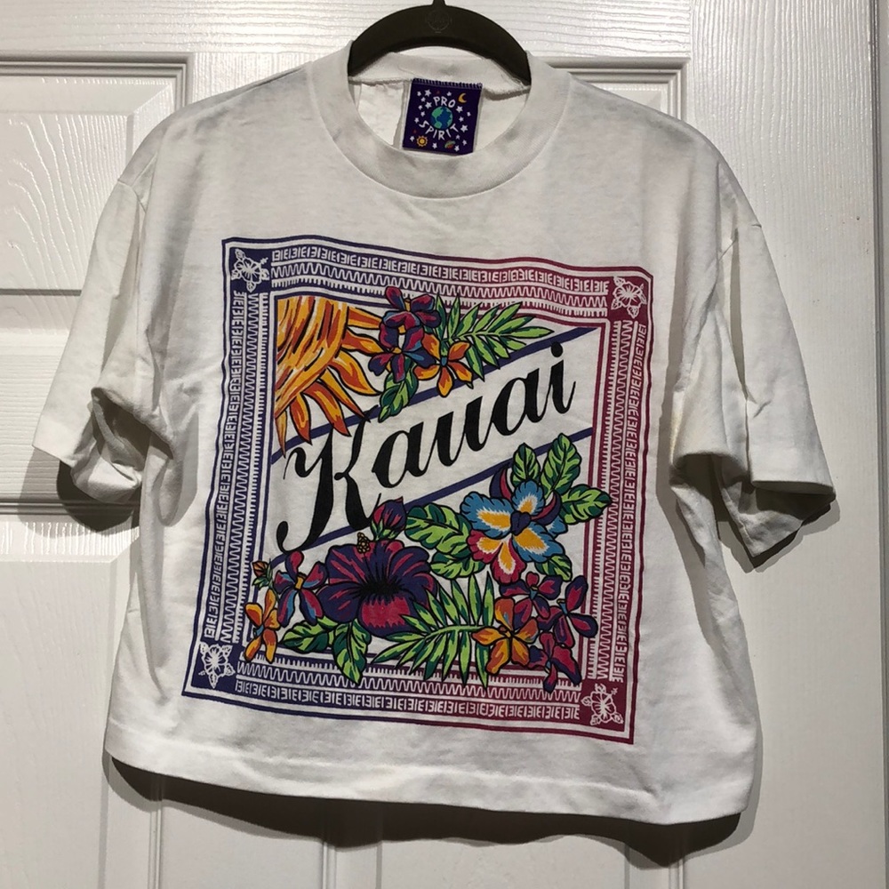 Kauai Graphic White Crop Top
